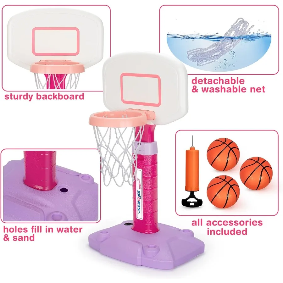 Mini porta de basquete ajustável com 3 bolas para crianças de 1 a 3 anos, brinquedos esportivos internos e externos para bebês, meninos e meninas, natal