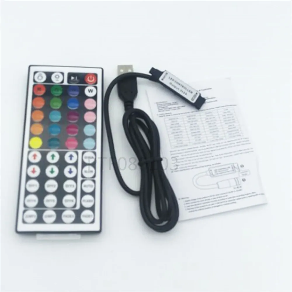 1-10PCS/Lot 44 Keys LED IR RGB Mini USB Controler For SMD 3528 5050 LED Strip LED Lights Controller IR Remote Dimmer Input
