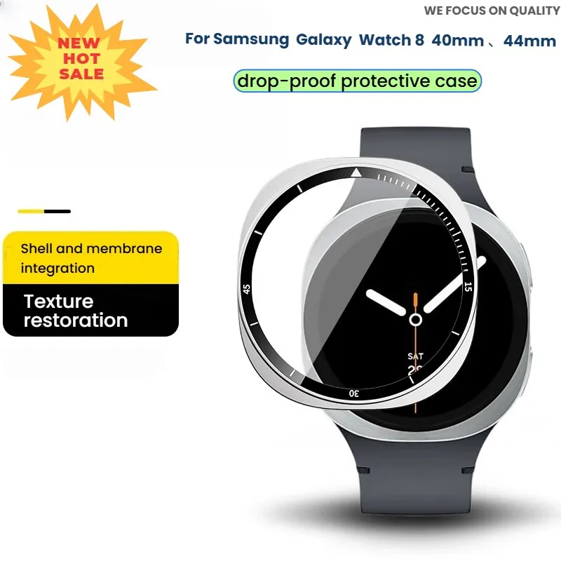 

PC+Tempered Protective Case Full Coverage Anti-Scratch Screen Protector Hard Cover Shell for Samsung Watch8 Smart Accessories