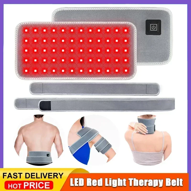 

Light Therapy LED Red Belt for Pain Relief 660nm 850nm Red Infrared Light Pad for Waist Back Abdomen Knees Wrists Joints Muscle