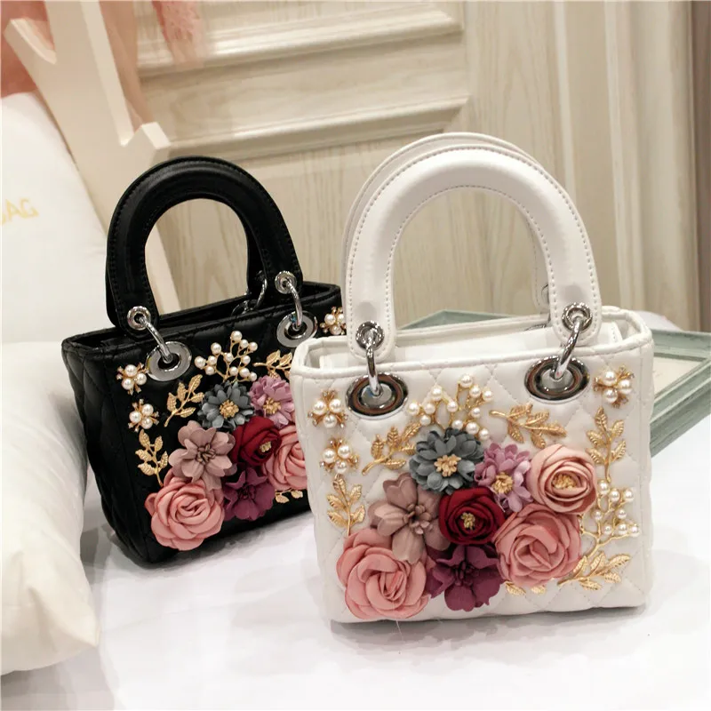 2022 Spring New Fashion Women\'s Bag Minority Flower Pearl Portable One Shoulder Messenger Bag Princess Bag Classic Versatile