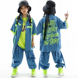 2023 New Ballroom Hip Hop Dance Costumes For Kids Loose Hiphop Kpop Outfits Girls Group Jazz Performance Stage Clothes DN15308