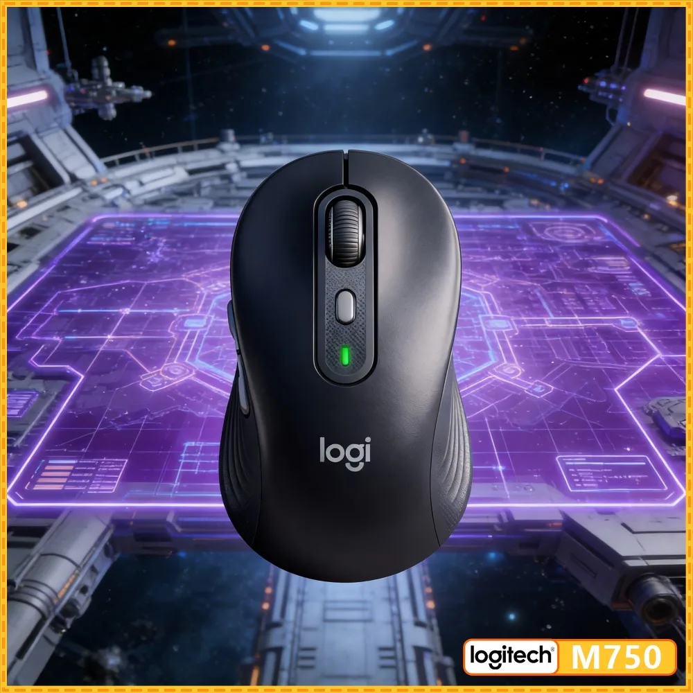 Silent M750 Office Mouse - 90% Noise Reduction, Soft Grips, 3-Device Switch, 24-Month Battery, Study Pick