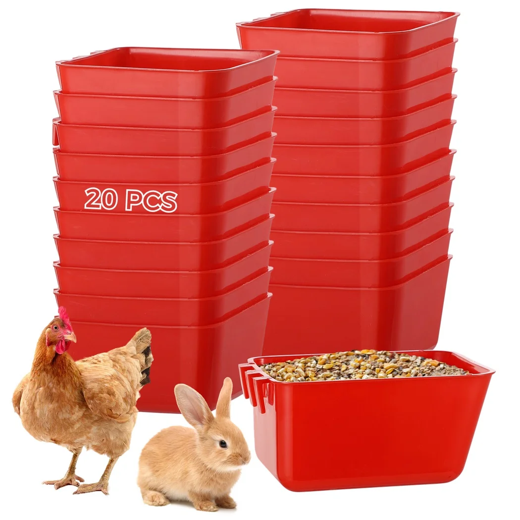 20Pcs Cage Cups 16oz Chicken Bird Hanging Feeders Plastic Pigeon Waterers Chicken Water Bowls Bunny Seed Bowls For Parrots Pet