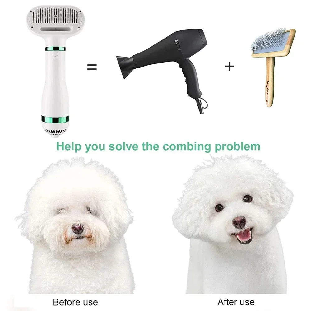 2 In1 Pet Dog Dryer Quiet Dog Hair Dryers Comb Brush Grooming Cat Hair Comb Puppy Fur Blower Adjustable Temprature Water Blower