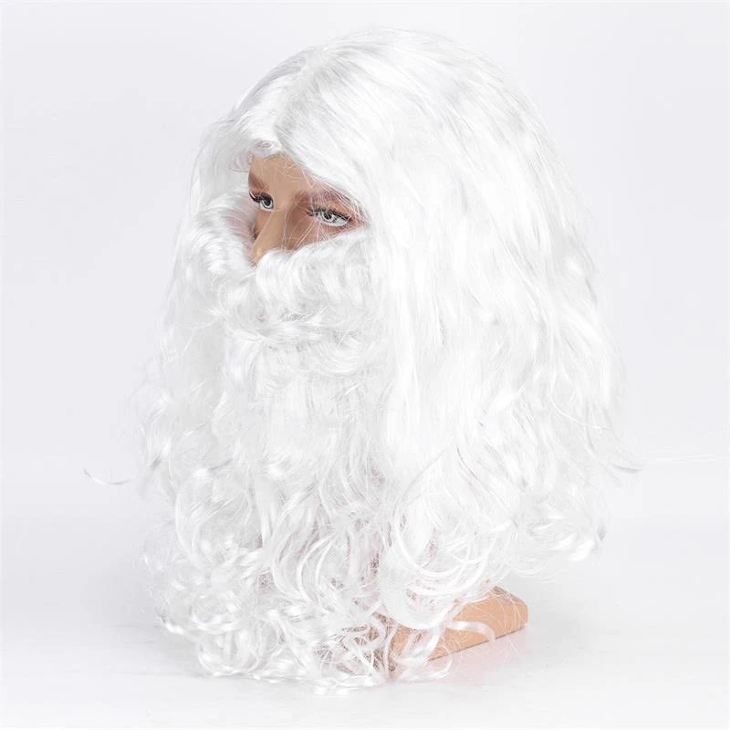 white curly Christmas , European and American Santa Claus long bearded wig