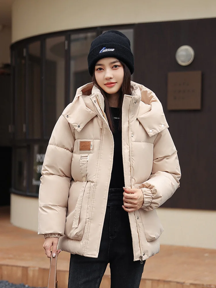 Vielleicht-Parkas com capuz acolchoado quente feminino, jaqueta curta, casacos grossos, roupas femininas, outwear, outono, inverno, novo, 2023