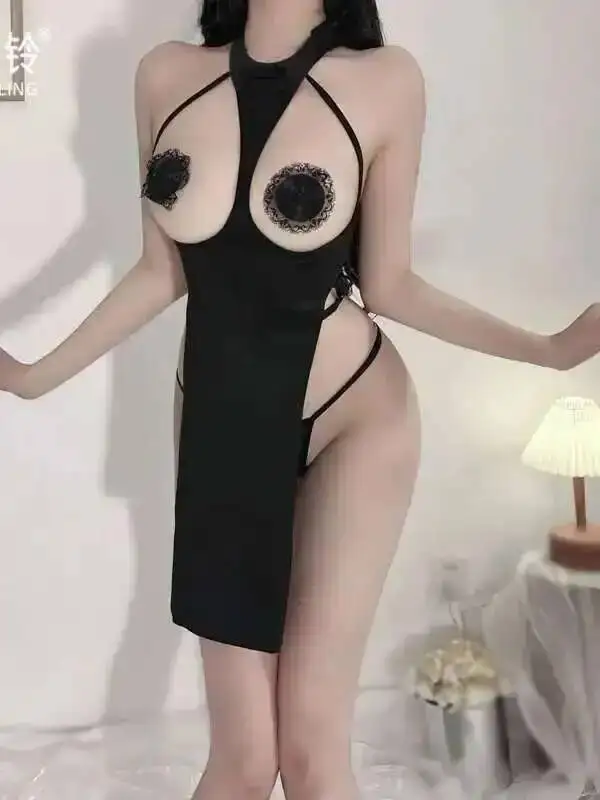 SM الوردي الغريبة ليوبارد طباعة فستان قصير جديد أنيمي موحدة مثير الساخن قطع منامة فستان أنيق الساخن مثير Korena النساء MTV7