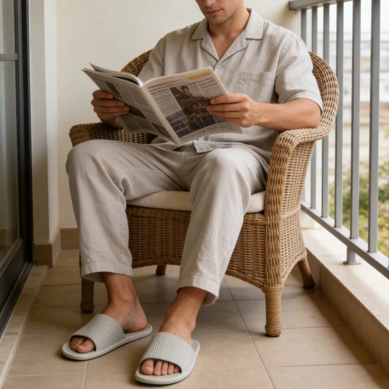 

Four Seasons Bathroom Folding EVA Slippers Men's Hotel Disposable Silent Lightweight Wear-resistant Travel Vacation Sandals Soft