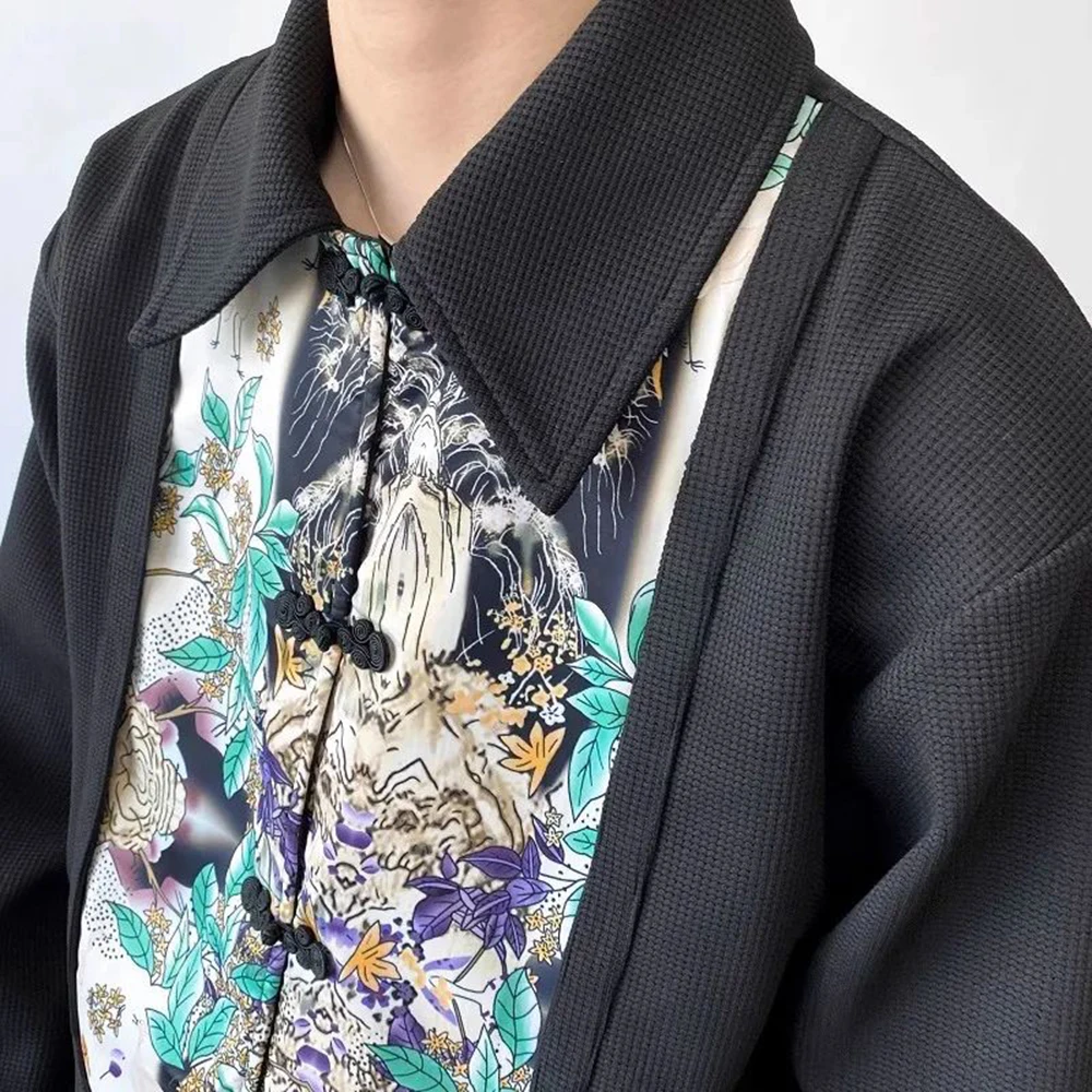 Mens Japanese Irregular Long Casual Shirt 2024 New Product Genderless Fashion Youth Trend Street Loose Solid Color Shirt Unisex