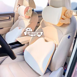 Car Comfort Headrest Car Fatigue Relief Neck Pillow Cartoon Creative Memory Foam Plush Car Back Pillow Driving Seat Pillow
