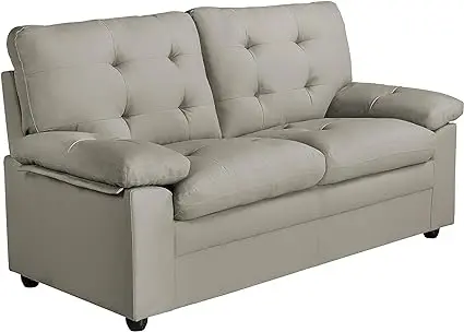 Urban Home Furniture Grayson Apartment Sofa,Loveseat Love, Grey Faux Leather