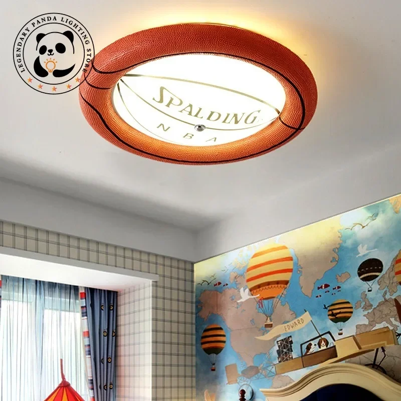 Modern Designer Ceiling Light Creative Cartoon Basketball Resin Fixture Children Bedroom Nursery Kindergarten Parlor Decor Lamps