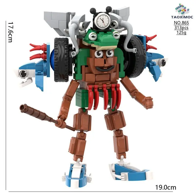 Italienische Brainrot Hybrid Monster Serie Blockspielzeug Tung Tung Sahur Bausteine Tralalelo Tralala Hai Kindergeburtstagsgeschenk