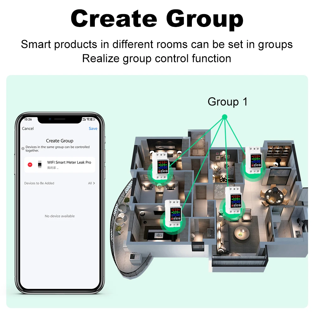 MANHOT Smart WiFi Leistungsschalter 2P 63A mit Leck-, Temperatur-, Spannungs- und Stromschutz, Energiezähler, kompatibel mit Tuya Alexa – Detail 17