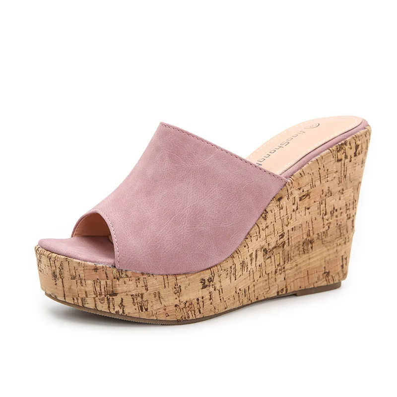 2025 Zomer Dames Sandalen Peep Toe Wedge Pumps Schoenen voor Vrouwen Slip-on Platform Hoge Hakken Sandalen Vrouwen Slippers 43 WSH4569