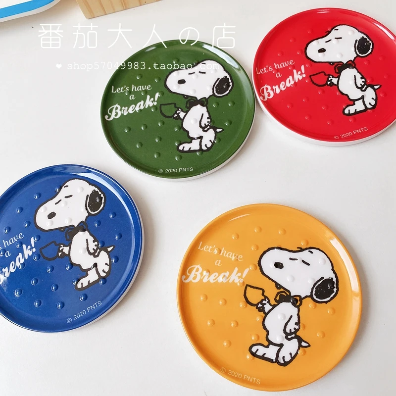 

Япония серия Snoopy ограниченные цвета круглые противоскользящие подставки группа из 4 мультяшных милых фотографий для детей подарок на день рождения