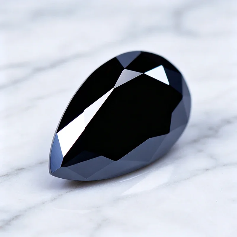 Moissanit-Stein, Birnenform, schwarze Farbe, Edelstein für DIY-Schmuckherstellung, bestandenem Diamanttester, mit Zertifikat – Detail 3