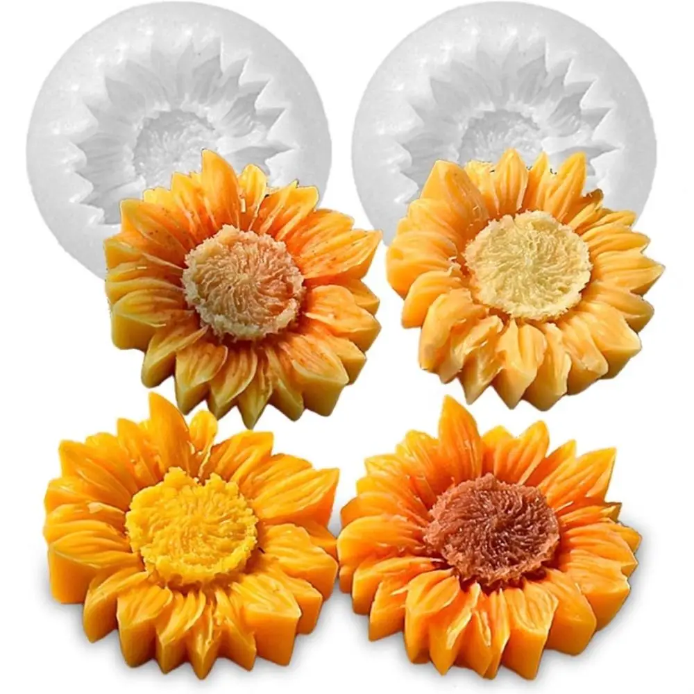 Portable 3D Sunflower Pendent Mold DIY Relief Candle Silicone Moulds Handmade Soap Molds Plaster Clay Resin Art Craft