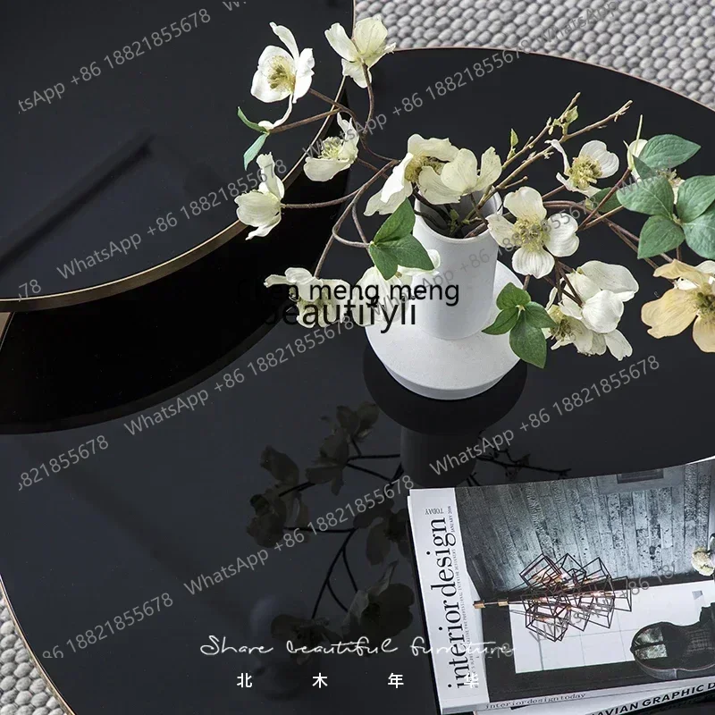 X A Nordic designer coffee side table light luxury living room round metal coffee table combination heightAA