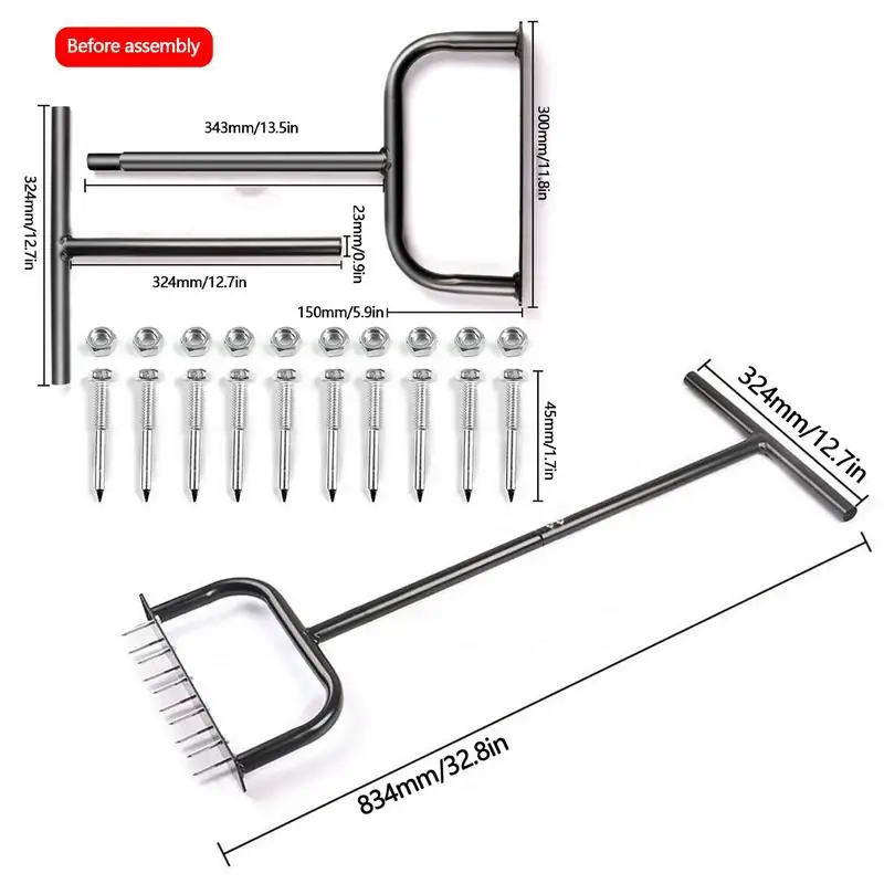 Ручной аэратор для газона, стоячий садовый инструмент для впуска почвы, практичное ослабление земли, сельскохозяйственный инструмент для большинства травы и почвы