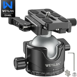 Tripod Ball Head with Lever Release 46mm Low Profile Ball Head Mount with Arca Swiss Plate WEYLLAN EH46L for Monopod Load 20kg