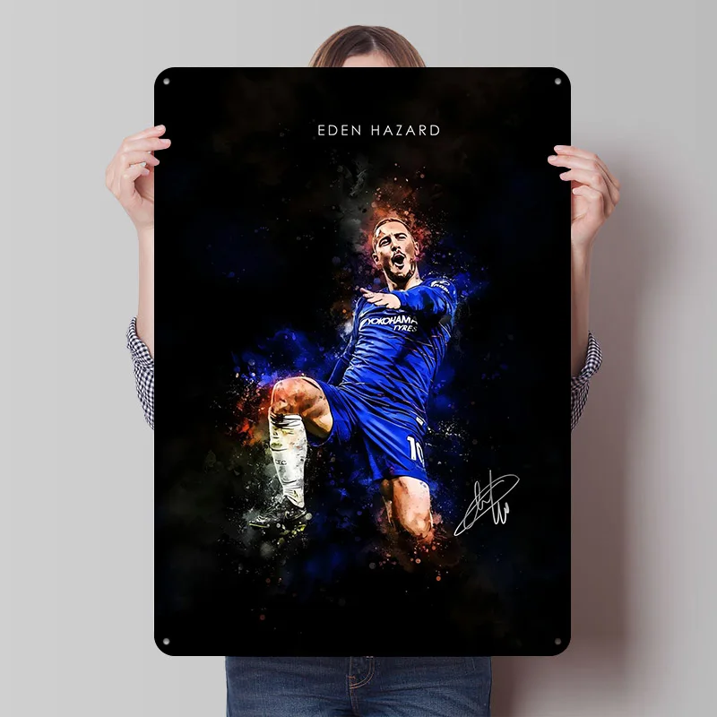 Eden Hazard Fußball-Kunstposter, personalisierte Vintage-Metallschilder, Wandkunst, Retro-Blechschild zur Dekoration, Heimdekoration, Hausdekoration