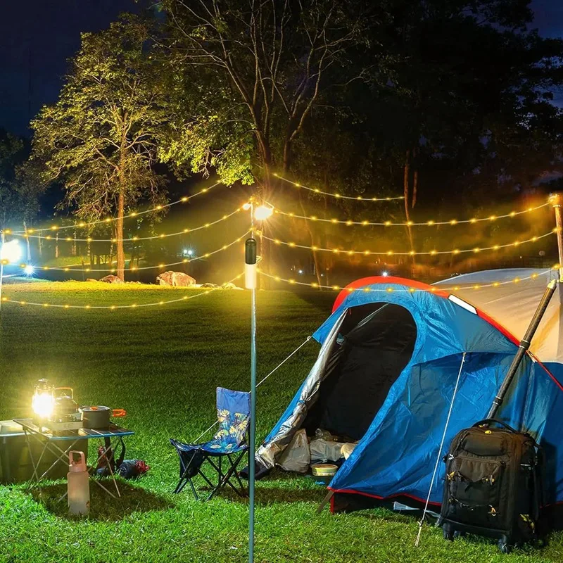 Camping Lantern With String Light(33Ft), Rechargeable 4000Mah Charger Bank, IP44 Waterproof Camping String Lights, Easy To Use