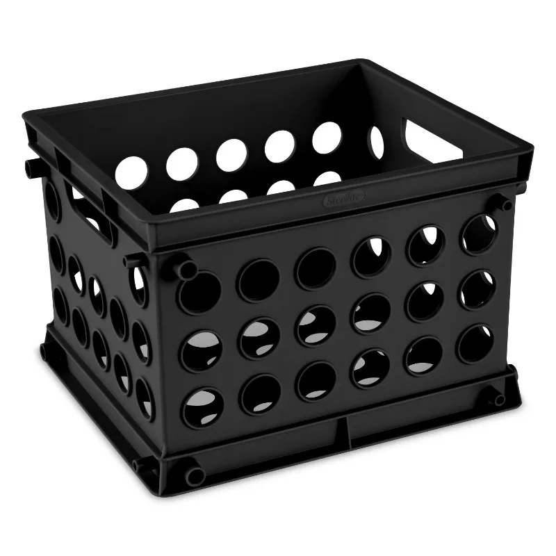 (4 pack) Plastic Storage Cube / Mini Crate, 9” L x 7 3/4” W x 6 1/8” H, Black, Back to College