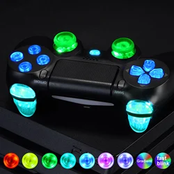 eXtremeRate Clear Multi-Colors Luminated Buttons DTFS (DTF 2.0) LED Kit for PS4 CUH-ZCT2 Controller - Controller NOT Included