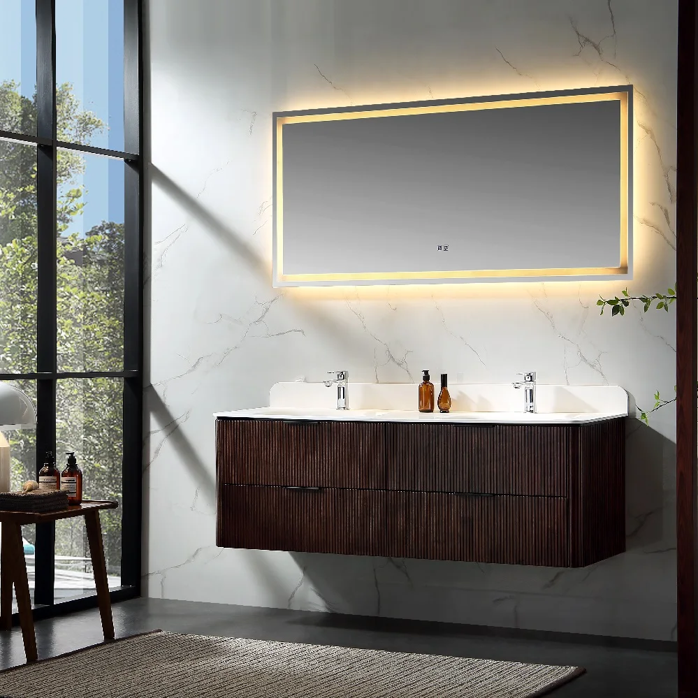 

Homein modern minimalist style solid wood bathroom cabinet with drawers, washbasin and integrated vanitypromote sales