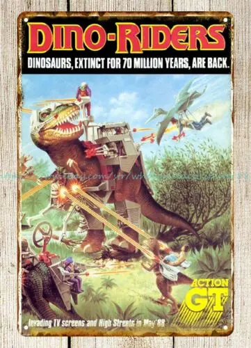 Dino-Riders 1988 old toy ads metal tin sign retro home decor