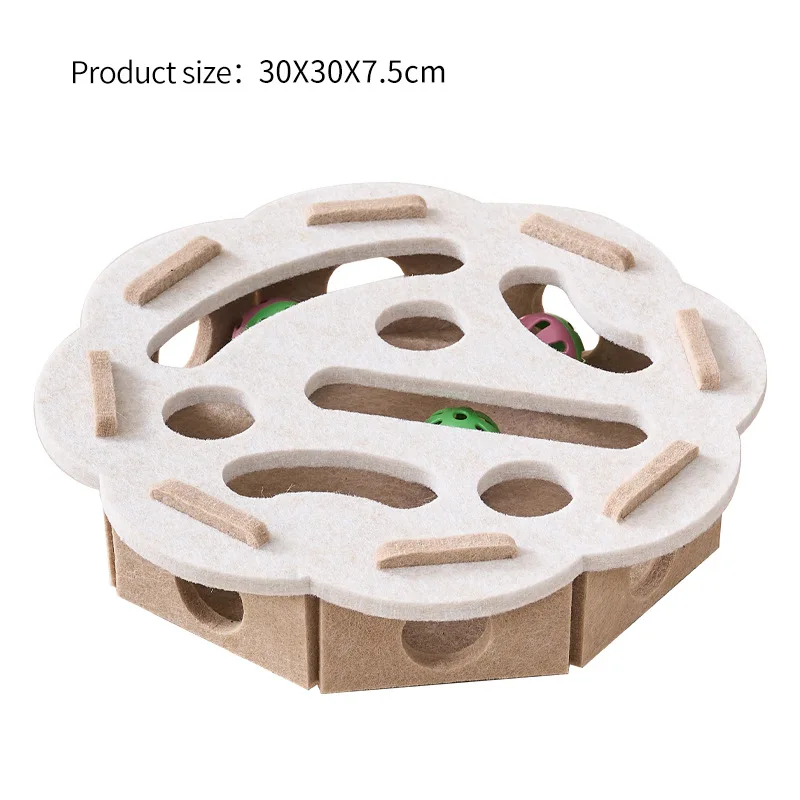Interaktives Katzenpuzzle-Spielzeug, Filz-Spielzeugkiste mit Labyrinth, Tunnel, Glockenball, Indoor-Unterhaltung, Katzenspielzeug