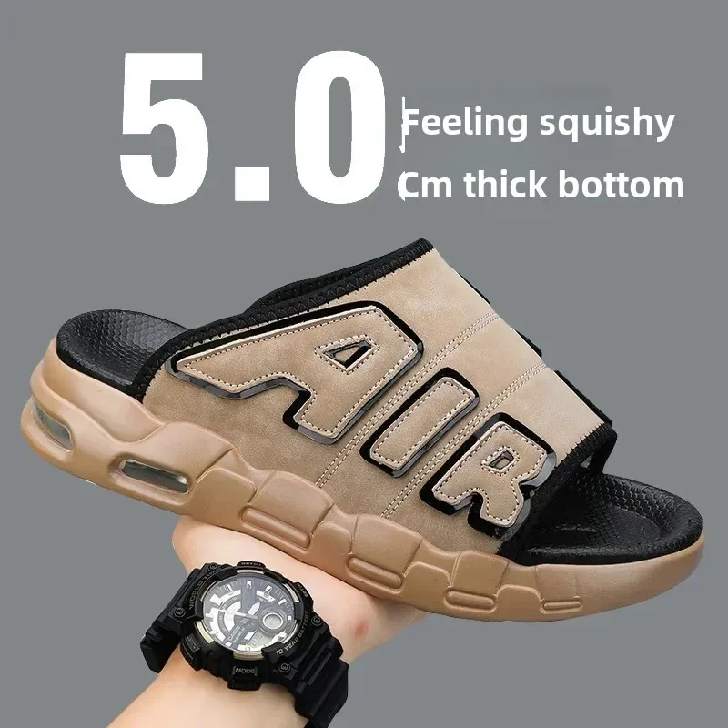 

Новые летние мужские модные тапочки из искусственной кожи, большие размеры, повседневная модная универсальная верхняя одежда в корейском стиле, сандалии