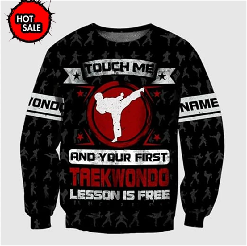 New Custom 3D Print Taekwondo Pattern Man O-Neck Sweaters Men Casual Boy Girls Tops Oversized Fashion Kids Sweatshirts Wholesale