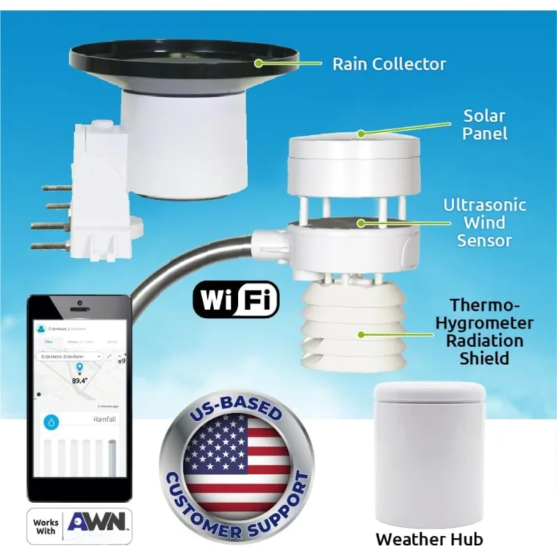 WS-5000-IP3 Ultrasonic Professional Smart Weather Station with Remote Monitoring and Alerts