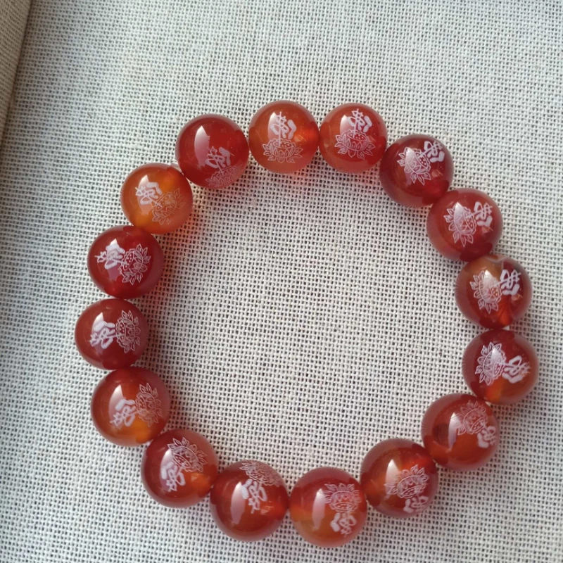 

The New Natural and Delicate Agate "Lotus" Bracelet Is Suitable for Both Men and Women, Ethnic Style
