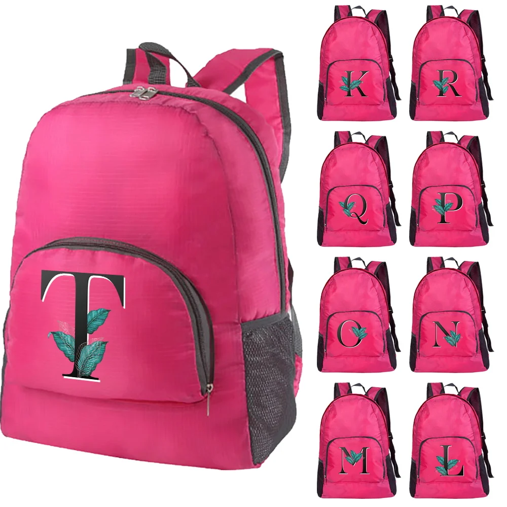 

Folding Backpack Leaf Letter Print Lightweight Packable Foldable Ultralight Outdoor Travel Daypack Bag Sports Daypack Men Women