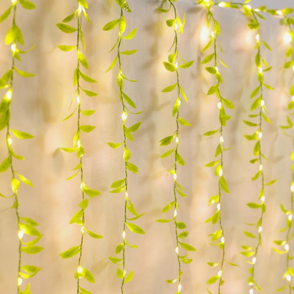 

Battery Artificial Leaf Willow Vines LED Lights String Garland Flower Christmas Fairy Lights for Home Garden Wedding Party Decor