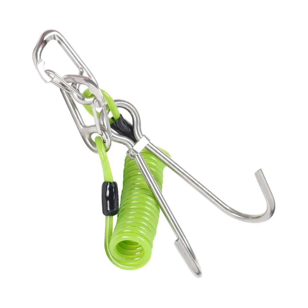 

Крюк для подводного плавания с двойным спиральным пружинным шнуром из нержавеющей стали 316, для крепления до D, зажимом на жгуте проводов дляBCD