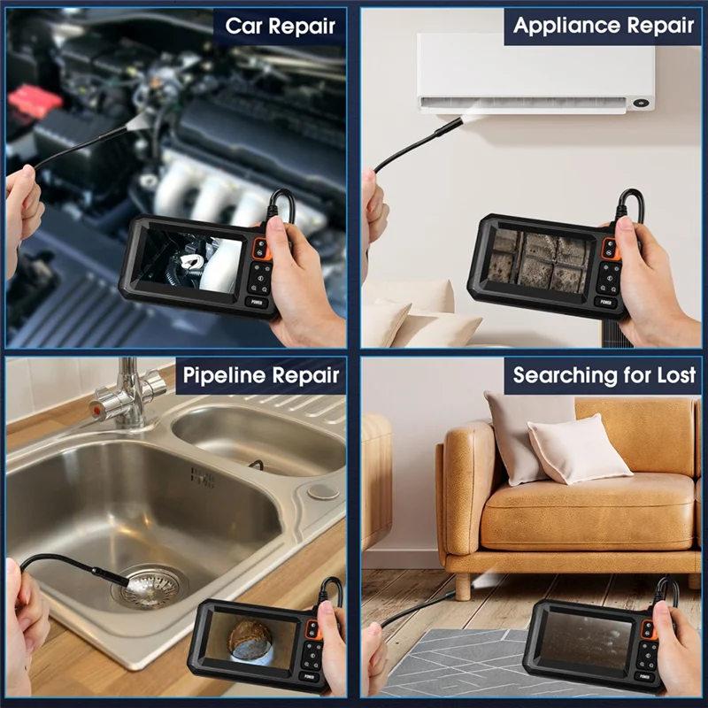 ABGI-Dual Lens المنظار الصناعي 1080P كاميرا فحص Borescope الرقمية كاميرا المنظار