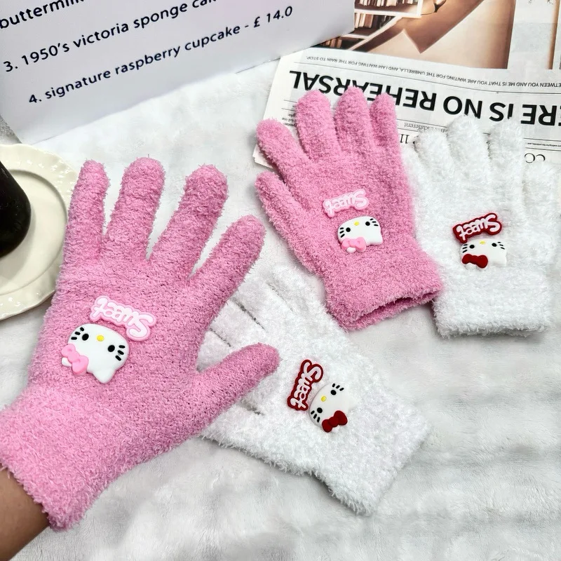 

Kuromi Kitty Gloves for winter for Stitch anti-freezing warm suitable Five-fingered split-finger gloves