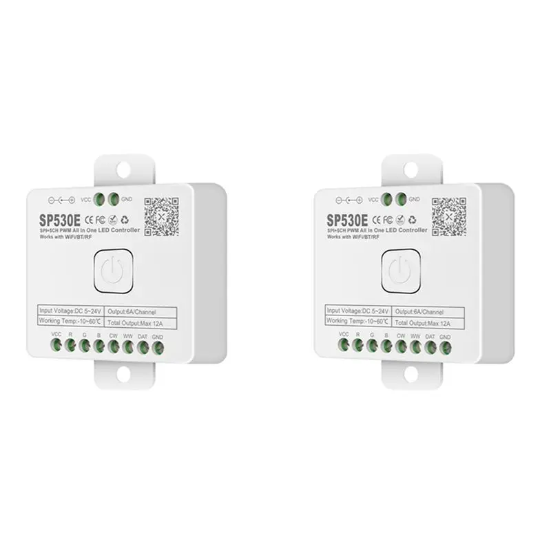 

ABWR-2X 12-в-1 Wi-Fi LED-контроллер SP530E PWM SPI для пиксельных лент с диммером для светодиодных лент WS2812B WS2811 RGB RGBW с голосовым управлением