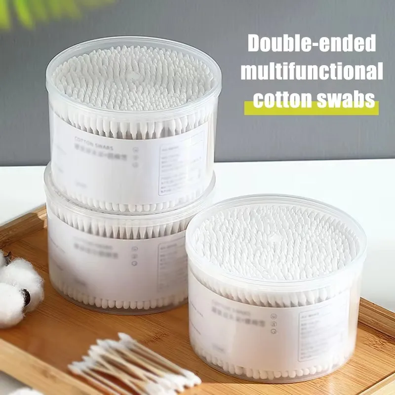500Pcs Disposable Cotton Swab Box With Double Head Nose Ears Cleaning Women Makeup Tools Daily Cleaning Pet Care Multi-purpose