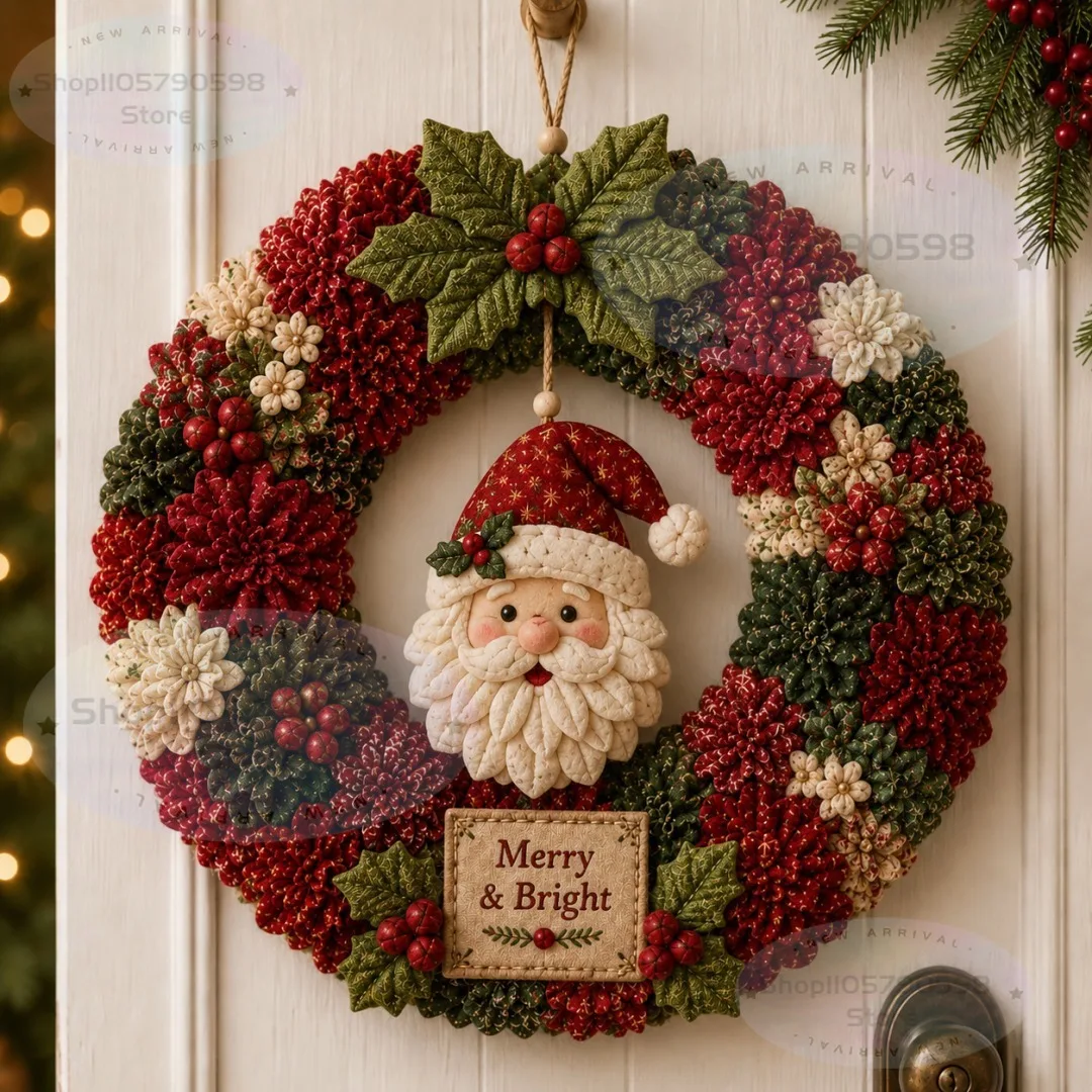 Picture 6: 3D Fabric Poke Wreath DIY Kit, Christmas Wreath DIY Kit for Adults,3D Fabric Poke Art Craft Kit,Holiday Wreath Making Kit