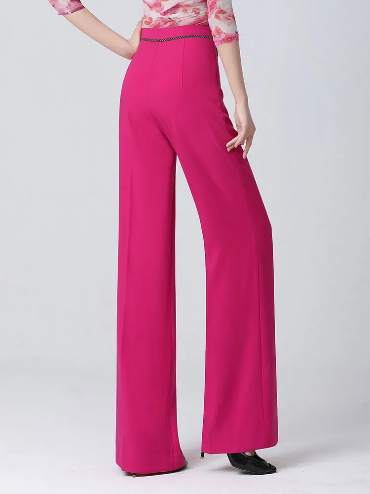 กางเกงเต้นรำผู้หญิงแดนโบโลสีม่วงแดงสำหรับซัมบ้า กางเกงเต้นรำสมัยใหม่ระดับไฮเอนด์ ทรงขากว้าง ชุดออกกำลังกาย ชุดกีฬา ชุดเต้นรำละติน