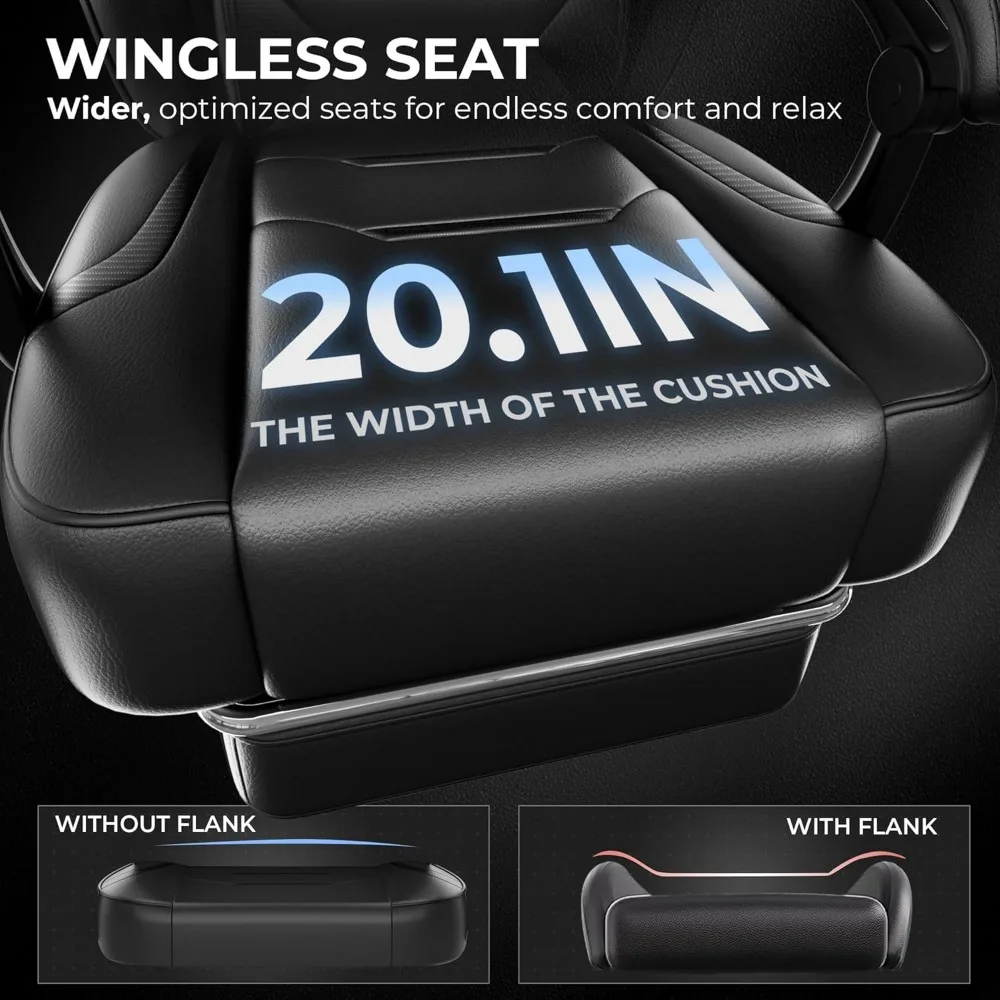 Ergonomic Racing Style Gaming Chair with Footrest, Big and Tall Support, High Back Lumbar Support for Comfortable Gaming Experie