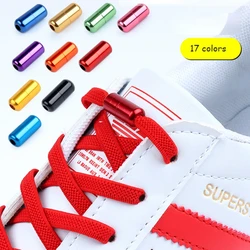 Elastic Shoelaces Sneakers Colourful Metal Lock Lazy Laces Without tie Kids Adult Flat No Tie Shoe laces Rubber Bands for Shoes