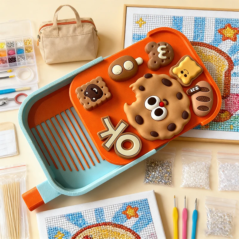 Cartoon Diamond Painting Drill Tray With Lid Dot Diamond Tray Storage Box DIY 5D Diamond Painting Tools For Craft Bead Sorting
