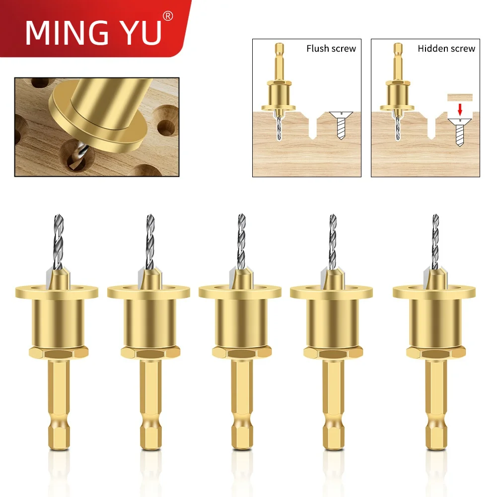 

Adjustable hexagonal shank countersink drill taper hole drill screw step drill self-tapping screw alloy head wood installat